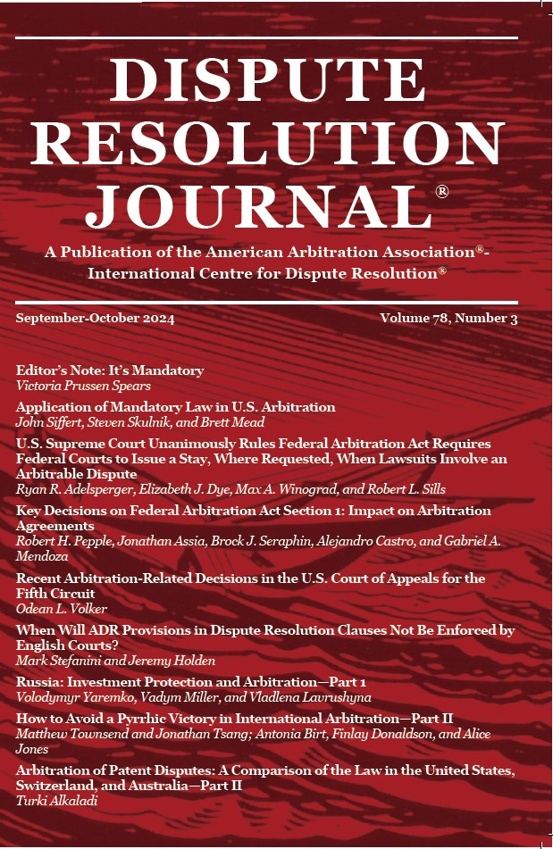 Dispute Resolution Journal -  Volume 78, No. 3 (September/October 2024) PRINT